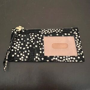 HOBO Carte Card Case Leather in Shooting Stars Black Gold NWOT